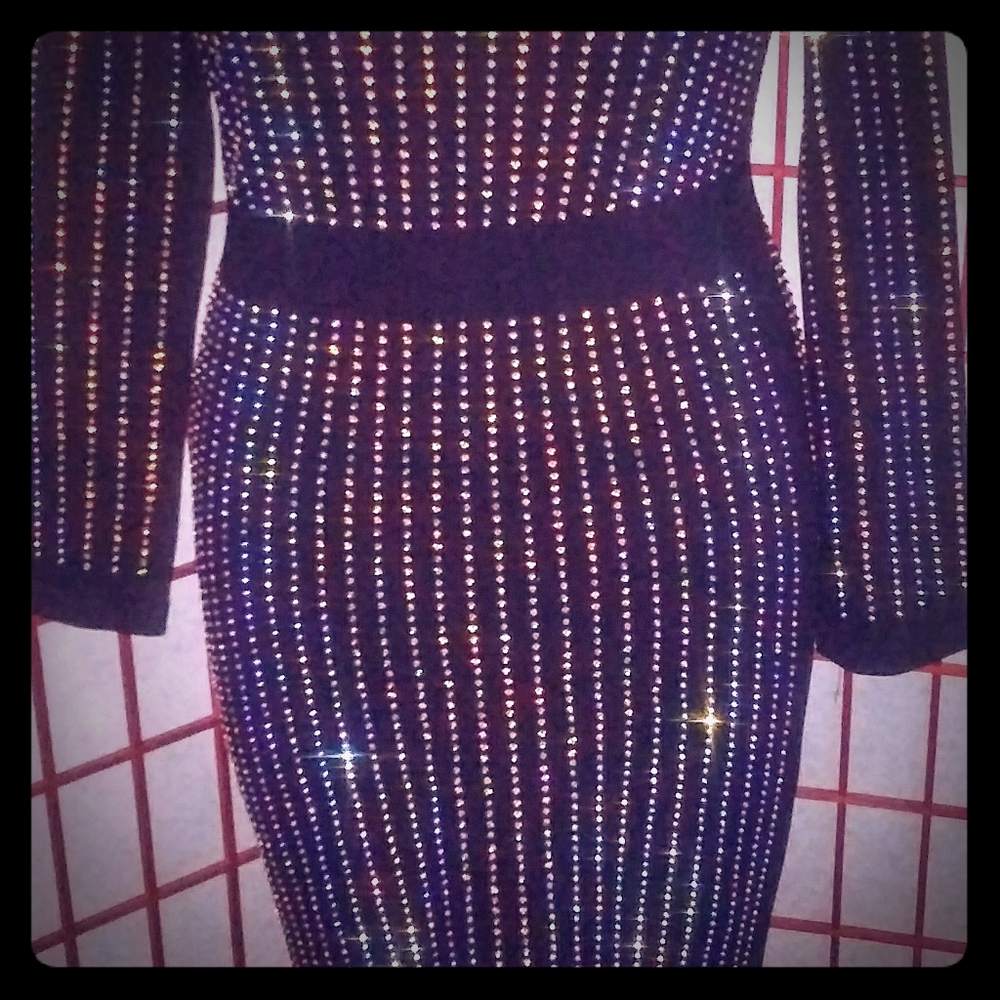 Black Swarovski Crystal designer dress